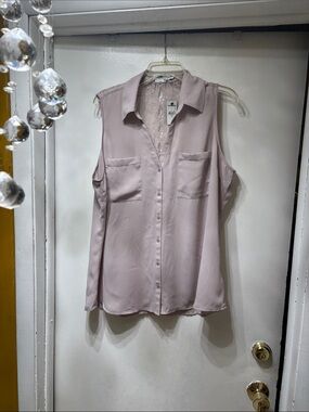 Express Sleeveless Button-Down Blouse in Dusty Mauve